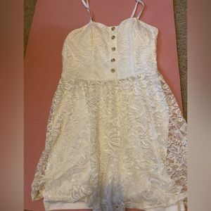 White lace button up dress